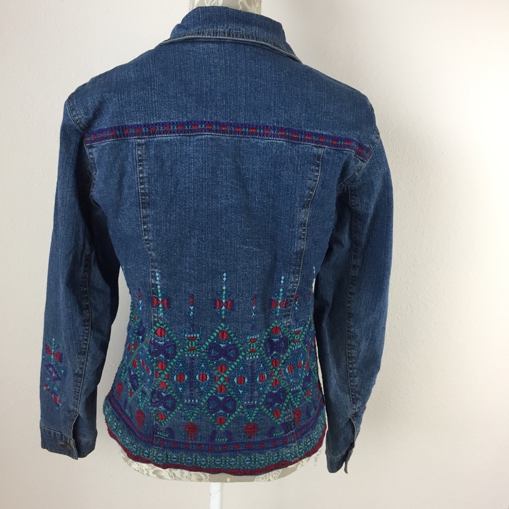 Coldwater Creek Embroidered Denim Jean Jacket Small Floral embellished - Picture 5 of 8